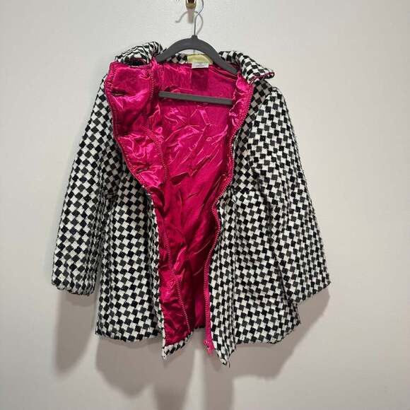 Penelope Mack Girls Houndstooth Coat with Pink Lining, Sz 6X - Picture 3 of 4